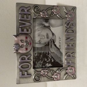 3/$20.00 FOREVER FRIENDS SILVERTONE/PINK METAL PICTURE FRAME 3 X 2" PHOTO 🆕